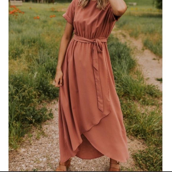 ROOLEE Taylor Jane Wrap Maxi Dark Salmon Rust NWT - Picture 3 of 11